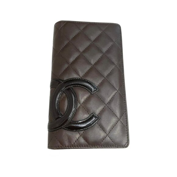 Chanel | Cambon Quilted Bifold Long Wallet in Chocolate Brown and Orange - Picture 1 of 15